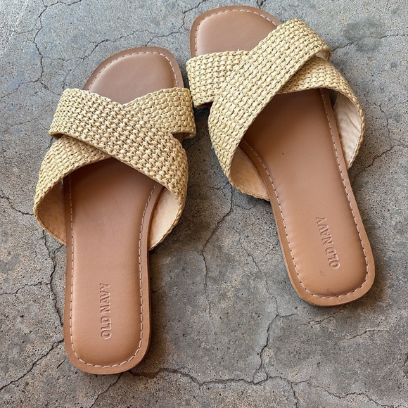 NEW Old Navy Rattan Woven Tan Sandals Woven size 8 - Picture 3 of 4